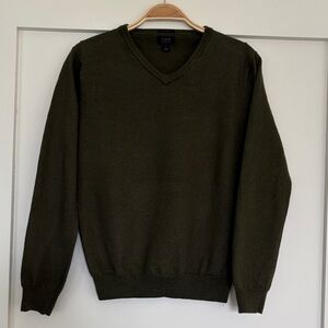 J. Crew Men's Dark Green V-Neck Sweater
